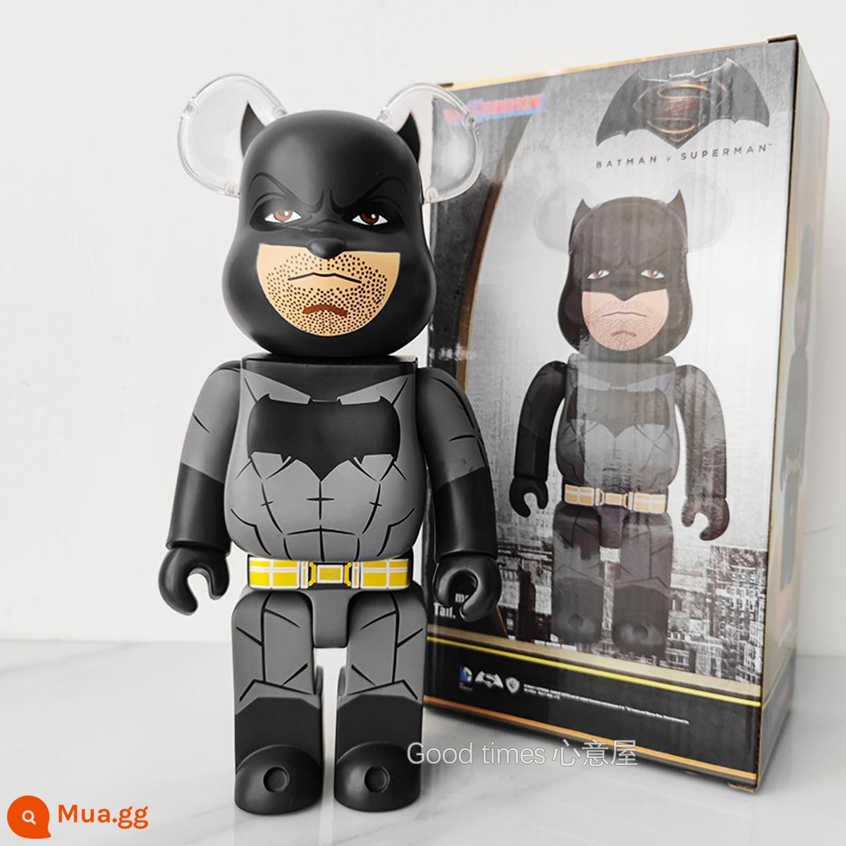 Bearbrick lưới đỏ bạo lực gấu búp bê trang trí phòng khách xây dựng mô hình khối búp bê gấu dâu tây gấu mù hộp quà tặng - Batman có râu