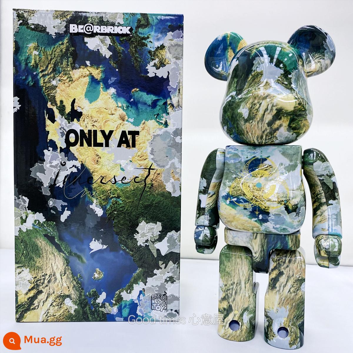 bearbrick bạo lực gấu thủy triều chơi mạ điện khối xây dựng gấu trang trí phòng khách nghệ thuật mô hình búp bê búp bê thủy triều mù hộp - Bề mặt trái đất (phiên bản cao cấp có khớp bấm)