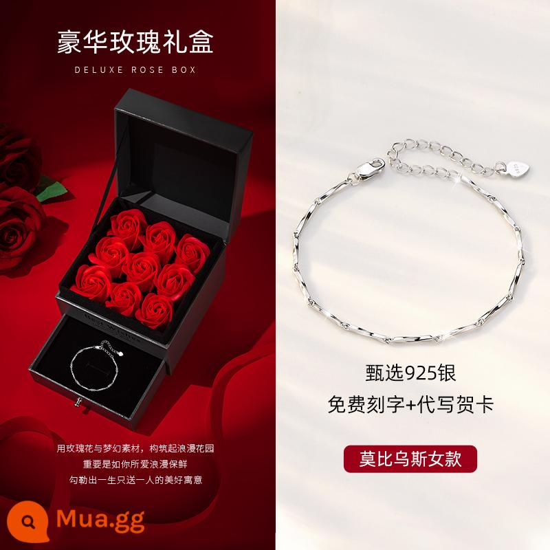 Lắc tay cặp đôi Mobius, lắc tay bạc đôi tình nhân nam nữ, quà tặng Valentine bằng bạc ý cho bạn gái, chàng trai - Mobius [hộp quà sang trọng] [phong cách nữ]