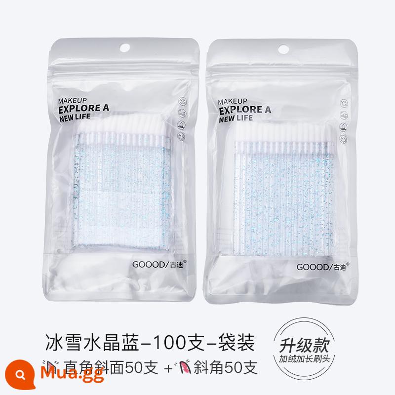 Đóng gói riêng lẻ 100 miếng cọ môi dùng một lần dính di động làm nhòe son môi cọ trang điểm son môi đặc biệt son môi - Pha lê màu xanh--50 xiên + 50 thẳng (túi)