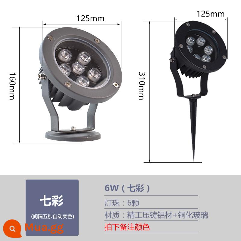 Đèn Pha LED Ngoài Trời Chống Thấm Nước Đèn Cây Phong Cảnh Cắm Đèn Chôn Biển Báo Cửa Đèn Pha Đèn Chiếu Ngoài Trời - 6W đổi màu tự động đầy màu sắc, chất lượng cao