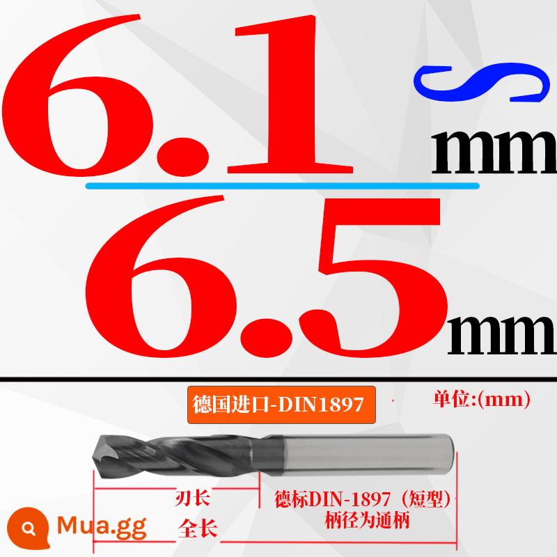 Đức nhập khẩu cứng hợp kim thép vonfram mũi khoan độ cứng cao loại ngắn xử lý nhiệt khuôn thép đúc mũi khoan xoắn 3-20mm - (6.1-6.5) mm*31 chiều dài lưỡi dao*70 tổng chiều dài (1 nhánh) đục ngắn