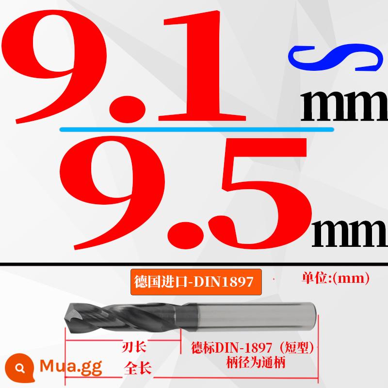 Đức nhập khẩu cứng hợp kim thép vonfram mũi khoan độ cứng cao loại ngắn xử lý nhiệt khuôn thép đúc mũi khoan xoắn 3-20mm - (9,1-9,5) mm*40 chiều dài lưỡi dao*85 tổng chiều dài (1 nhánh) đục ngắn