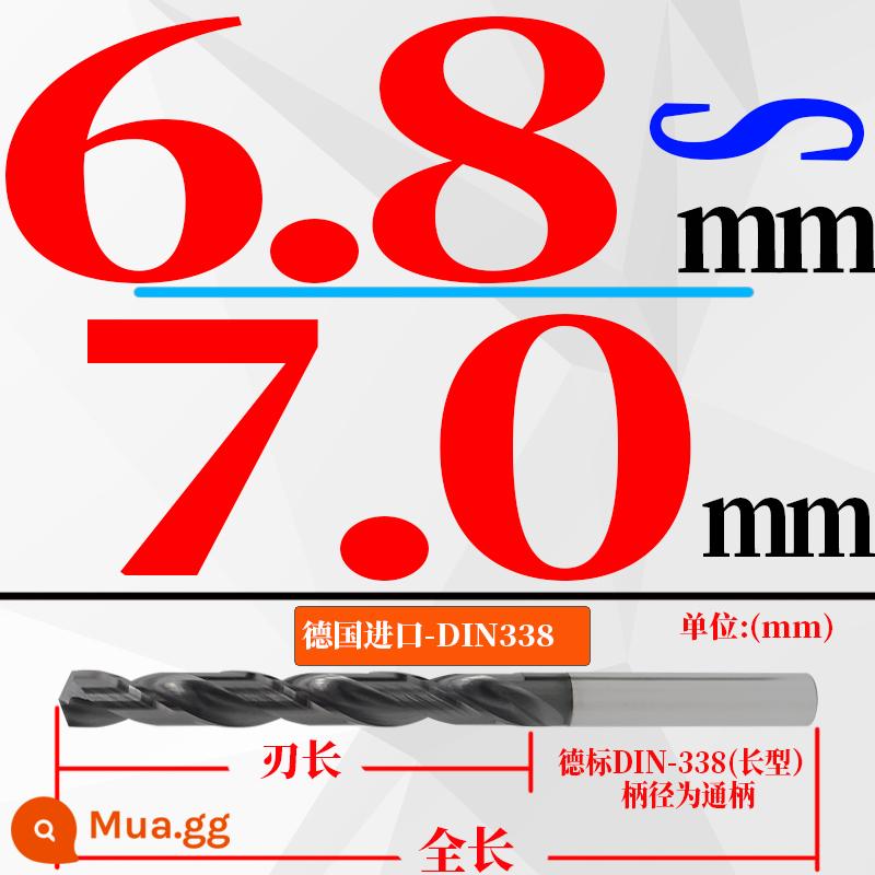 Đức nhập khẩu cứng hợp kim thép vonfram mũi khoan độ cứng cao loại ngắn xử lý nhiệt khuôn thép đúc mũi khoan xoắn 3-20mm - (6,8-7,0) mm * 69 chiều dài lưỡi * 109 tổng chiều dài (1 nhánh) cái đục dài