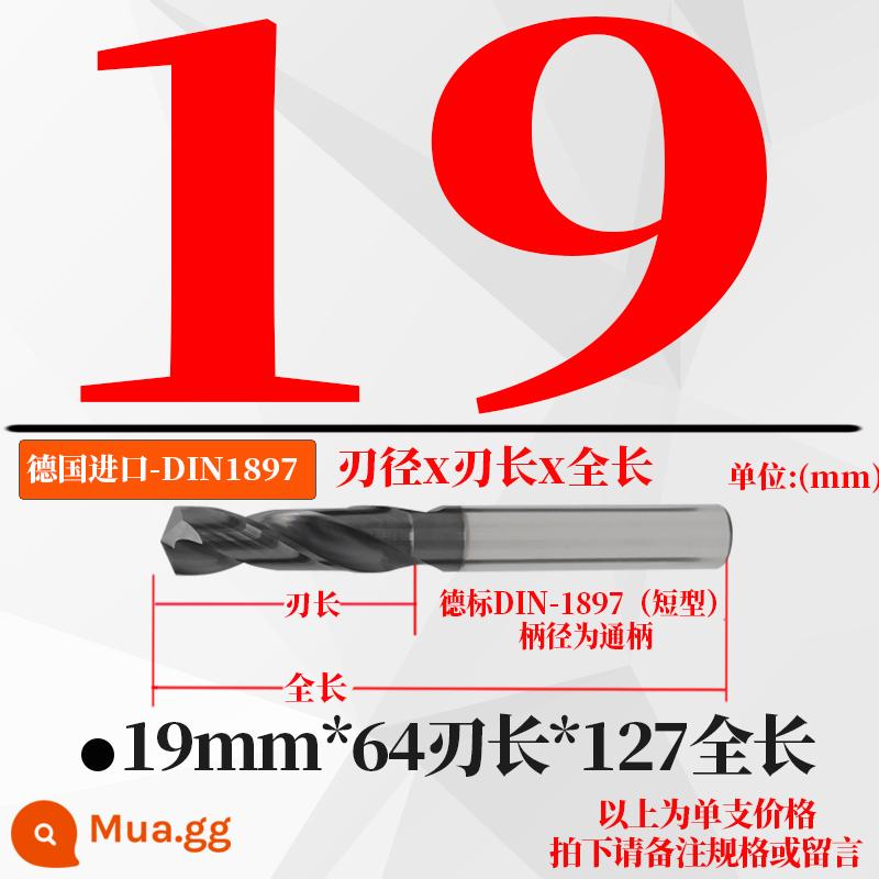 Đức nhập khẩu cứng hợp kim thép vonfram mũi khoan độ cứng cao loại ngắn xử lý nhiệt khuôn thép đúc mũi khoan xoắn 3-20mm - Đục ngắn 19,0mm * 64 * 127 tổng chiều dài (1 nhánh)