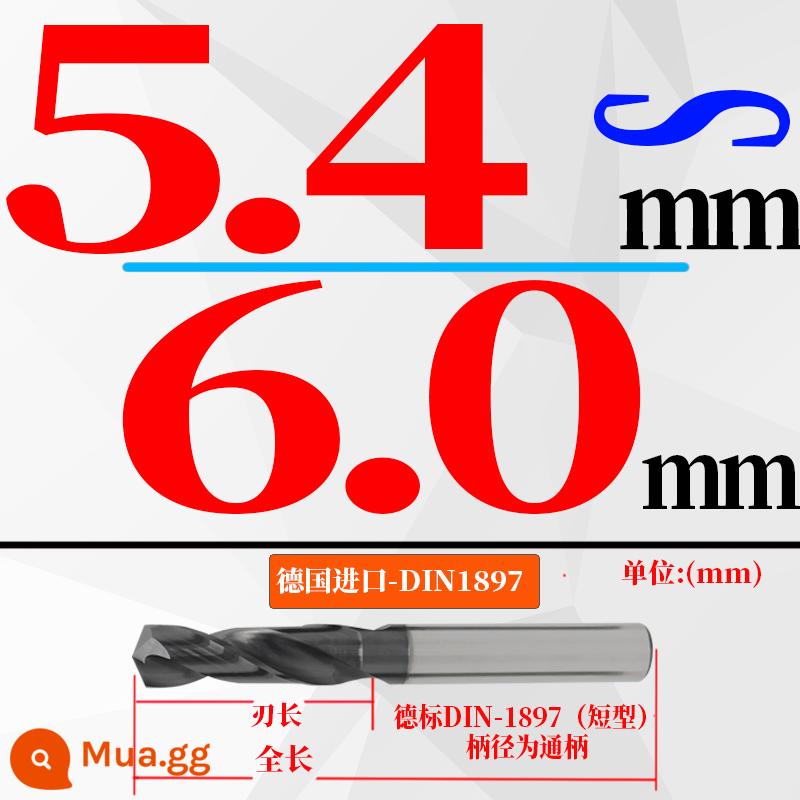 Đức nhập khẩu cứng hợp kim thép vonfram mũi khoan độ cứng cao loại ngắn xử lý nhiệt khuôn thép đúc mũi khoan xoắn 3-20mm - (5,4-6,0) mm * 28 chiều dài lưỡi * 66 tổng chiều dài (1 nhánh) đục ngắn