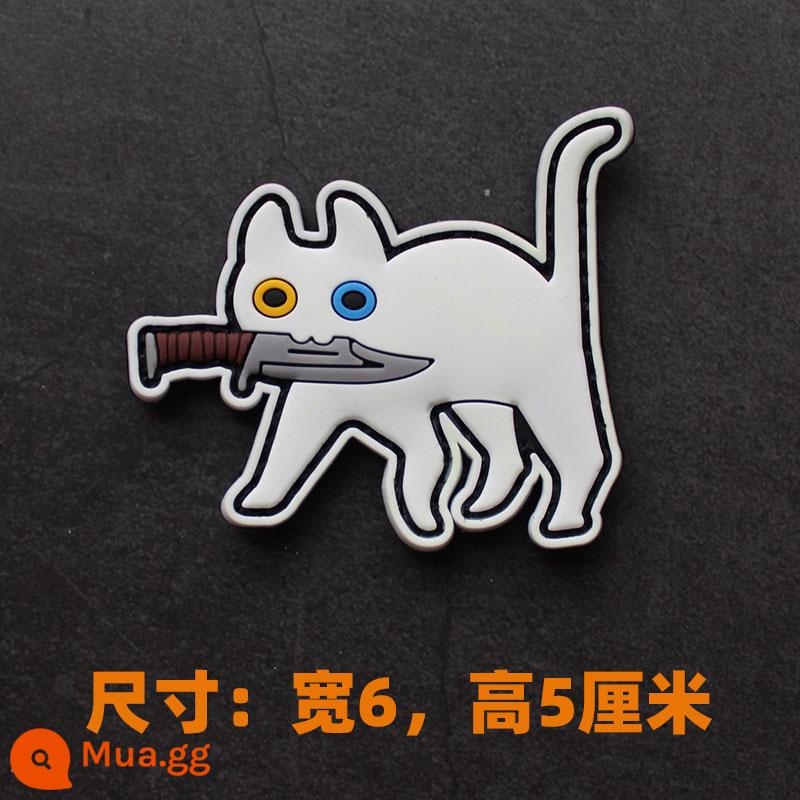 Mèo cá tính băng tay sáng tạo Velcro kitty có thể có bất kỳ suy nghĩ xấu nào tinh thần chương cao su PVC chương túi dán - Mèo trắng Chitama