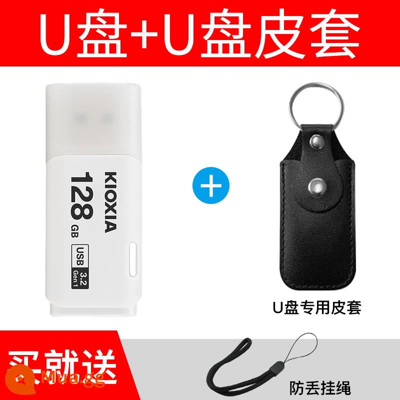 [Chính hãng Toshiba] Ổ đĩa flash Kaixia 128g chính hãng USB3.0 tốc độ cao Ổ đĩa flash 128g chính hãng U301 đèn flash chim ưng cá tính dễ thương sáng tạo máy tính doanh nhân ổ đĩa flash dung lượng lớn 128gb sử dụng kép - 128G[trắng]+bao da