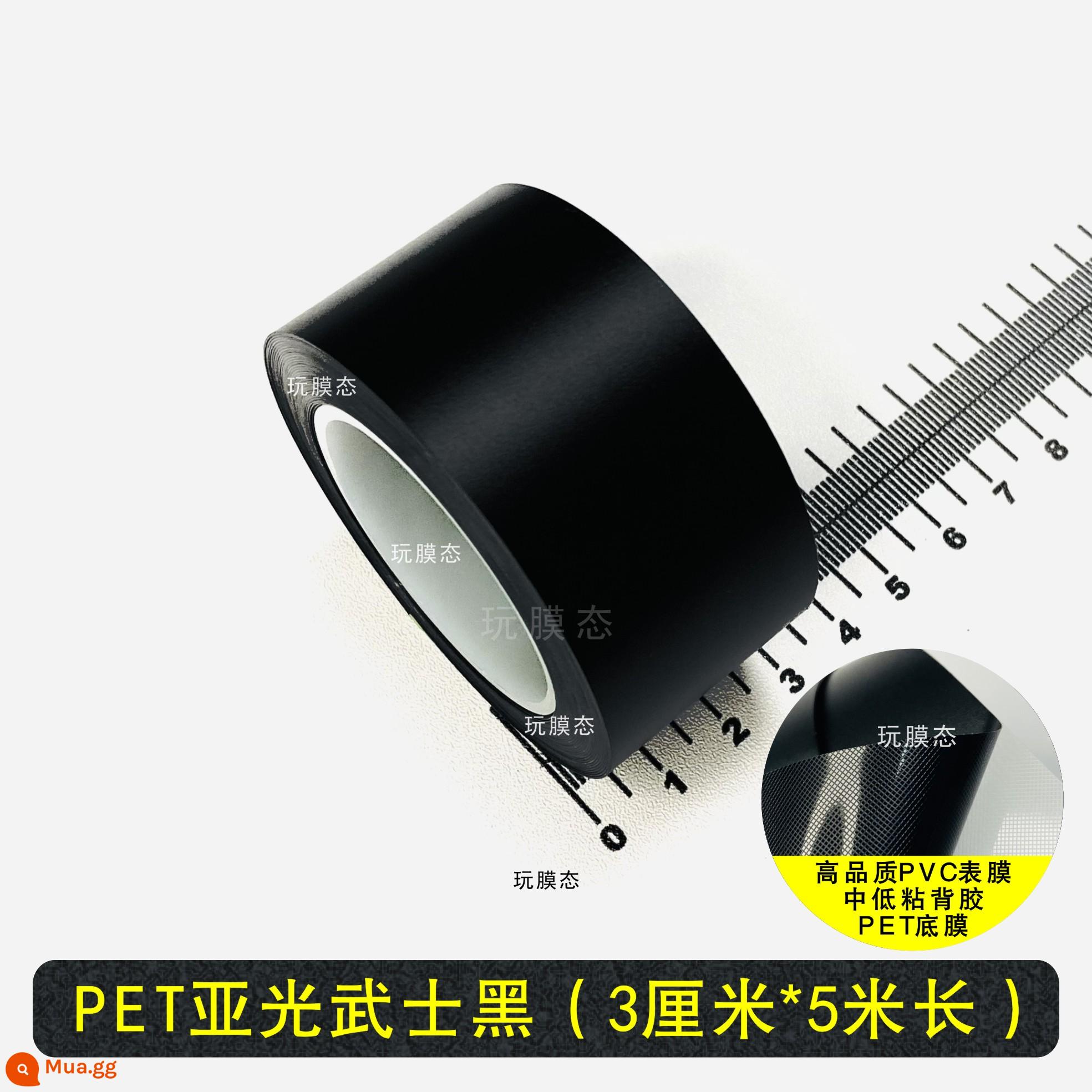 Phim đổi màu xe màu đen sáng màu đen mờ hoa văn sợi carbon PET đàn piano màu đen sáng dải trang trí nội thất nhãn dán điều khiển trung tâm sửa đổi thân xe - [PET Matt Samurai Black] 3cm*5m mỗi cuộn [Chất lượng cao]