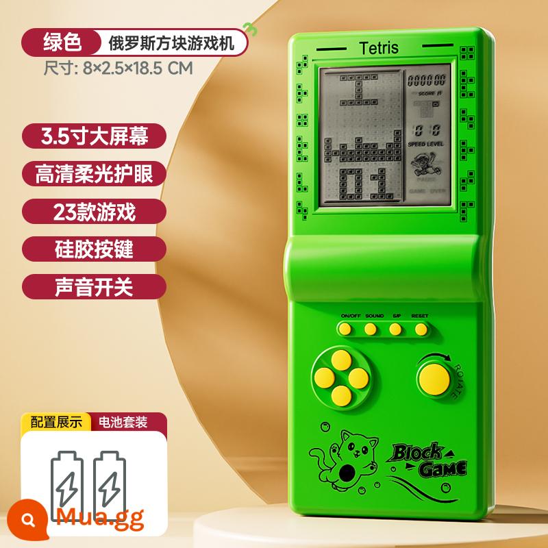 Tetris Máy Chơi Game Cầm Tay Chính Hãng Thời Thơ Ấu Vintage Retro Hoài Cổ Máy Chơi Game Phát Triển Trẻ Em Xếp Hình - Bộ pin [3,5 inch + Bảo vệ mắt HD] Xanh Matcha