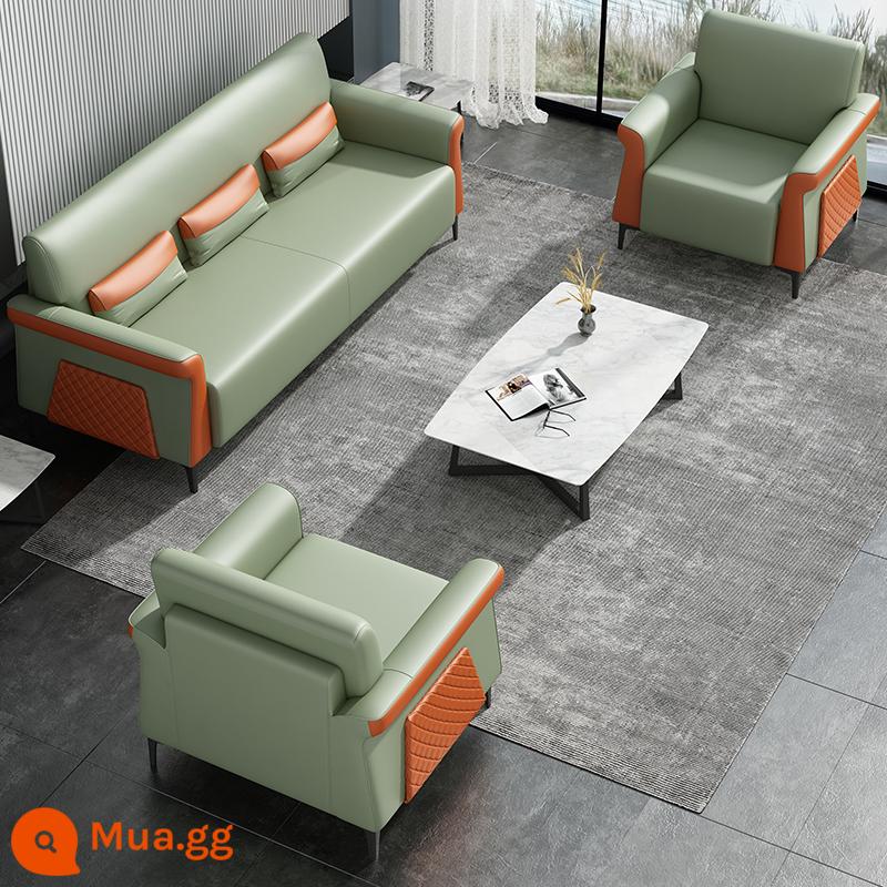 Sofa văn phòng Cuộc họp kinh doanh của ông chủ Giải trí Nghỉ ngơi Kinh doanh Tiếp tân Đàm phán Khu vực họp Sofa Bàn cà phê Kết hợp - 1+1+3[xanh-cam] (không có bàn cà phê)