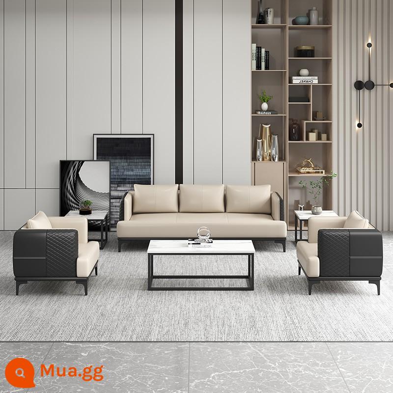 Ghế sofa văn phòng kết hợp bàn trà đơn giản gói giải trí nghỉ ngơi khu vực tiếp tân tiếp tân kinh doanh đàm phán nhỏ ba người - 1+1+3[gạo đen xám] (không có bàn cà phê)