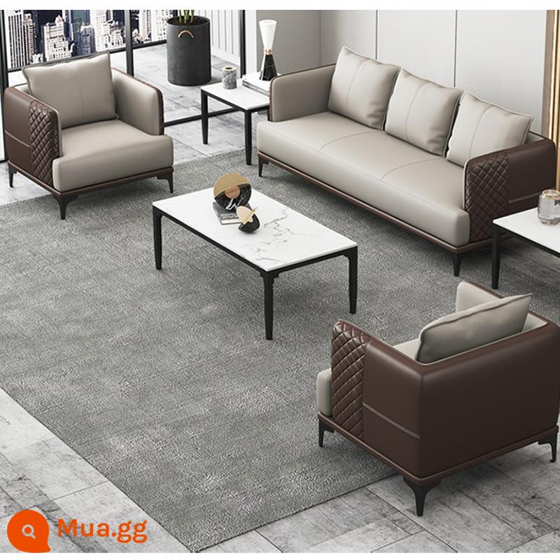 Ghế sofa văn phòng kết hợp bàn trà đơn giản gói giải trí nghỉ ngơi khu vực tiếp tân tiếp tân kinh doanh đàm phán nhỏ ba người - 1+1+3[xám nâu đậm] (không có bàn cà phê)