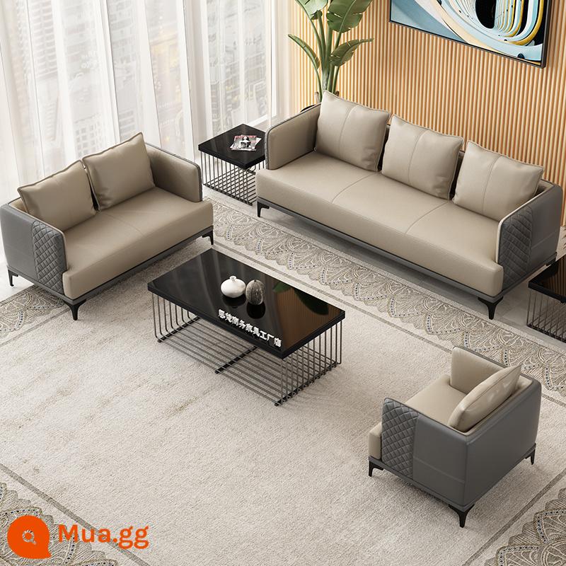 Ghế sofa văn phòng kết hợp bàn trà đơn giản gói giải trí nghỉ ngơi khu vực tiếp tân tiếp tân kinh doanh đàm phán nhỏ ba người - 1+2+3[xám gạo xám] (không có bàn cà phê)