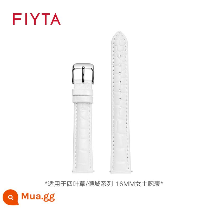 Fiyta Cỏ Bốn Lá Đồng Hồ Thời Trang Nữ Khóa Pin Phụ Kiện Dây Da Dây Đeo 16MM - Dây đồng hồ màu trắng LA1262 (bao gồm khóa móng ngựa màu thép)