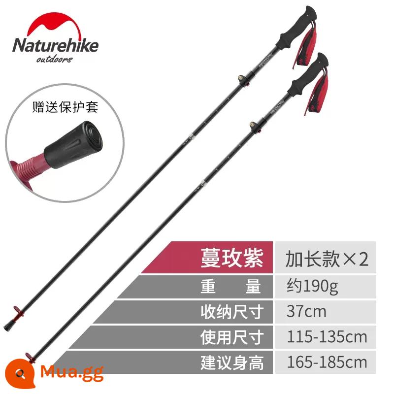 NatureHike ST07 Full Carbon Fiber Five -setectrible Khóa bên ngoài có thể điều chỉnh lại leo núi Off -Road Running Running - Hai rễ-Manmei Tím [115-135CM]