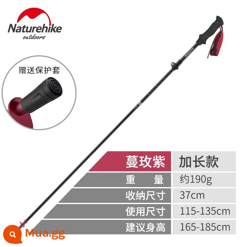 NatureHike ST07 Full Carbon Fiber Five -setectrible Khóa bên ngoài có thể điều chỉnh lại leo núi Off -Road Running Running - Mẫu nâng cấp-Manmei Purple (115-135CM) (0,2