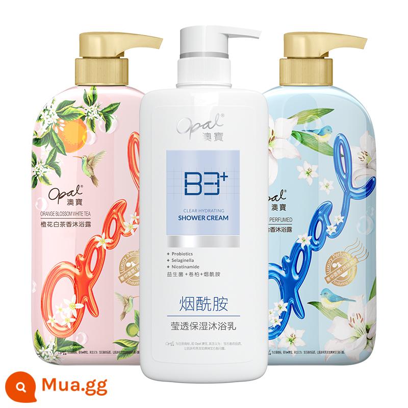 Sữa tắm Opal family 3 chai sữa tắm dưỡng ẩm hương thơm sữa tắm sạch hương thơm sinh viên - [Sản phẩm mới] Sữa tắm dưỡng ẩm Yingtou 480g+Orange Blossom 500ml+Lily 500ml