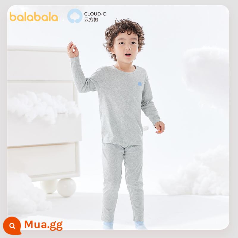 [Lợi ích phát sóng trực tiếp] Bộ đồ lót Balabala cotton nguyên chất quần áo mùa thu cho bé trai và bé gái và quần vệ sinh quần lót ấm áp cho bố mẹ và con cái - Màu xám (kiểu con trai, loại A thân thiện với da)