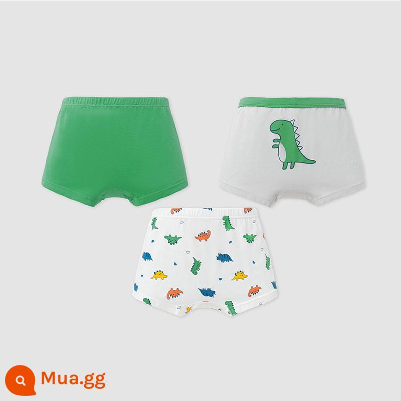 Quần lót balabala bé trai cotton vừa và nhỏ trẻ em boxer quần phẳng quần đùi trẻ em tam giác bé trai ba gói - Trắng và xanh - trẻ em, khủng long