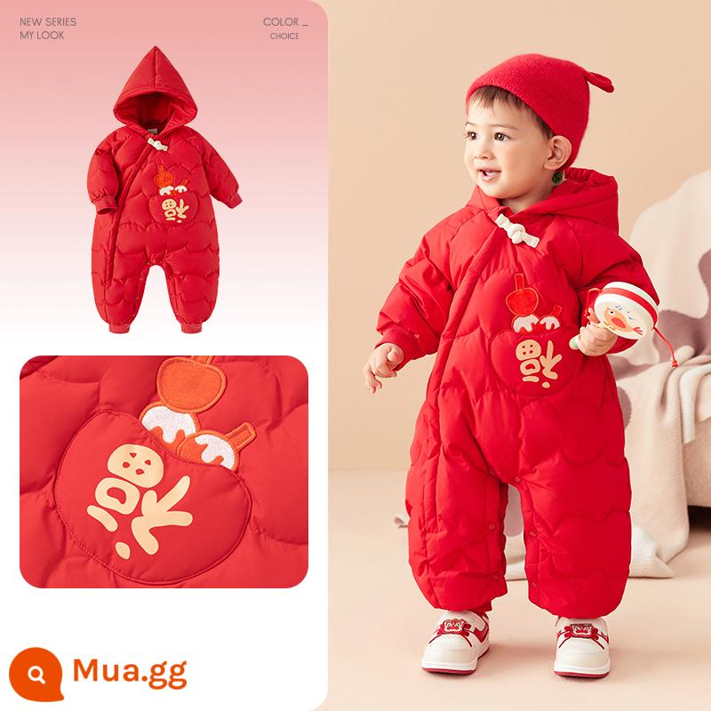 Balabala baby onesie quần áo trẻ sơ sinh áo liền quần 2024 lời chúc mừng năm mới - "Chúc" may mắn-60611