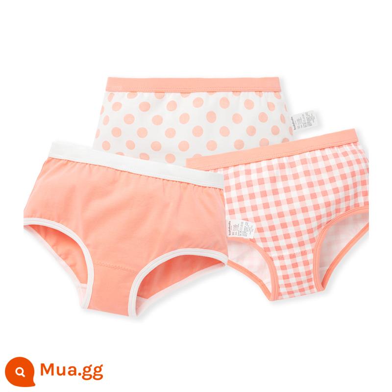 Balabala Quần Lót Trẻ Em Bé Gái Cotton Quần Lót Boxer Tam Giác Phẳng Quần Bé Gái Ba Gói - Tam giác đỏ và trắng