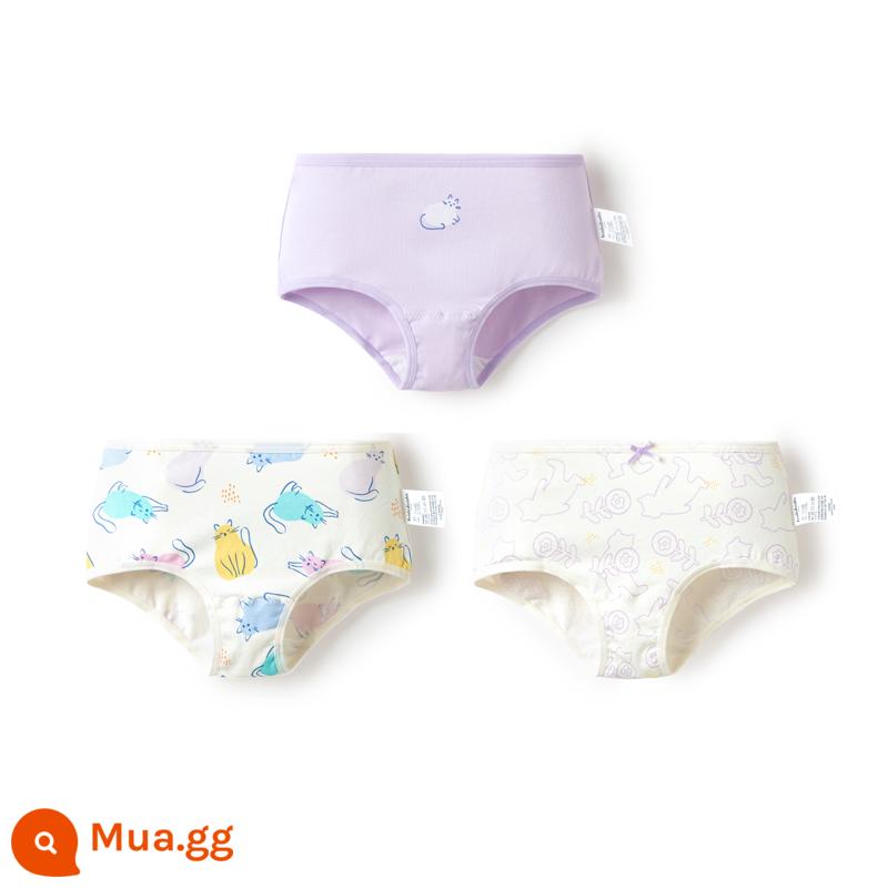 Quần lót nữ Balabala cotton hình tam giác cho trẻ nhỏ và lớn không có kẹp PP bốn góc và ba mảnh - Tam giác tím