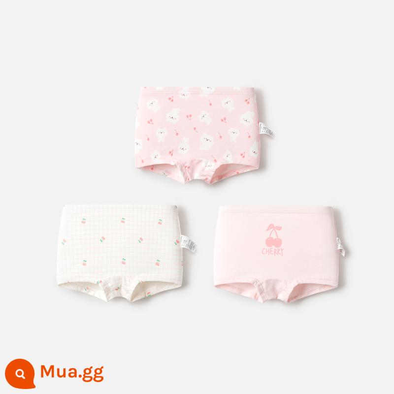 Quần lót nữ Balabala cotton hình tam giác cho trẻ nhỏ và lớn không có kẹp PP bốn góc và ba mảnh - Anh đào đỏ và trắng