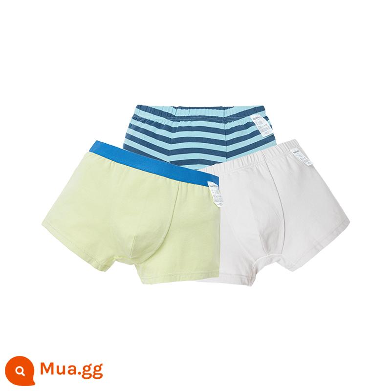 Quần lót balabala bé trai cotton vừa và nhỏ trẻ em boxer quần phẳng quần đùi trẻ em tam giác bé trai ba gói - Sọc xanh xám