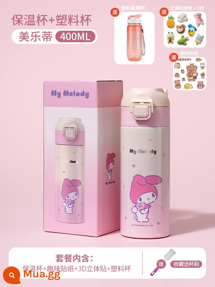 Sanrio Giữ Nhiệt Trẻ Em Cốc Nữ Thực Phẩm Cấp 316 Học Sinh Tiểu Học Cốc Nước Cô Gái Trường Mẫu Giáo Đặc Biệt Ấm Siêu Tốc - Giai điệu 400ML + nhãn dán ba chiều 3D + cốc nhựa đổi 10 nhân dân tệ ★ 316 kiểm soát nhiệt độ và bảo quản lạnh [bàn chải cốc miễn phí để thu thập]