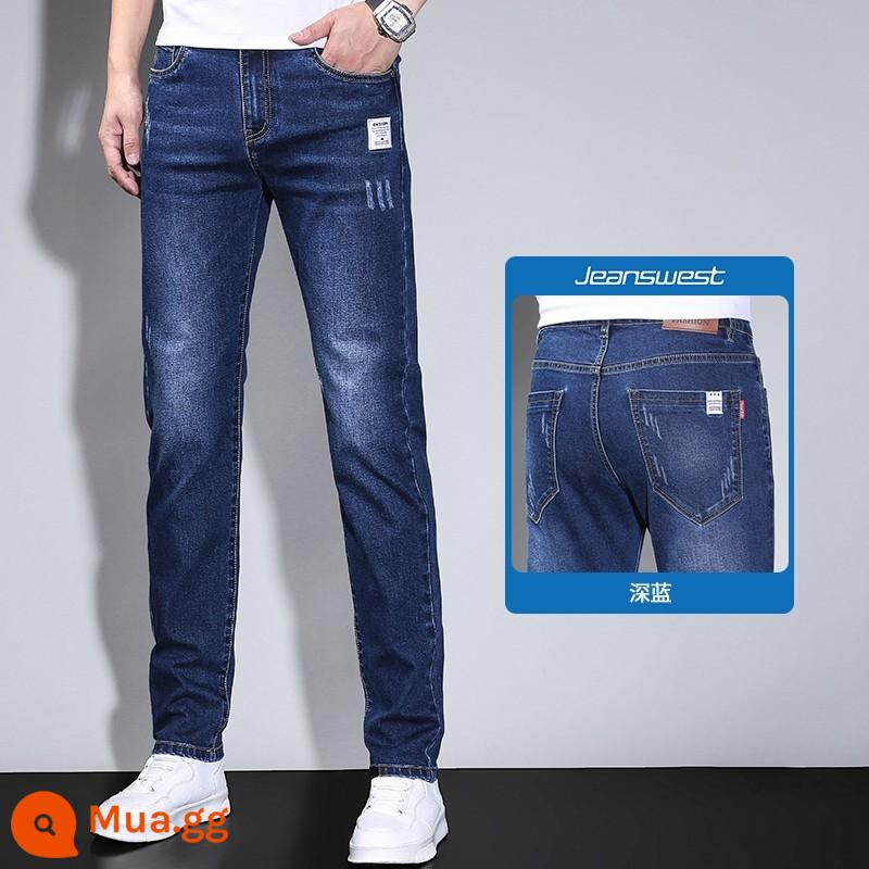 Jeanswest quần jean nam ôm vừa vặn đôi chân nam mùa xuân và mùa thu đàn hồi mùa hè cao cấp quần dài quần dài nam - 823 màu xanh đậm