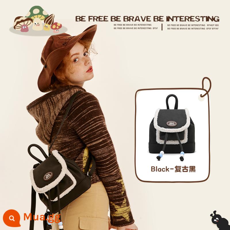 VANWALK Spring Ranch Retro Dễ thương Cô gái cao bồi Ba lô ins Sinh viên Ba lô nhỏ Niche Schoolbag - cổ điển màu đen