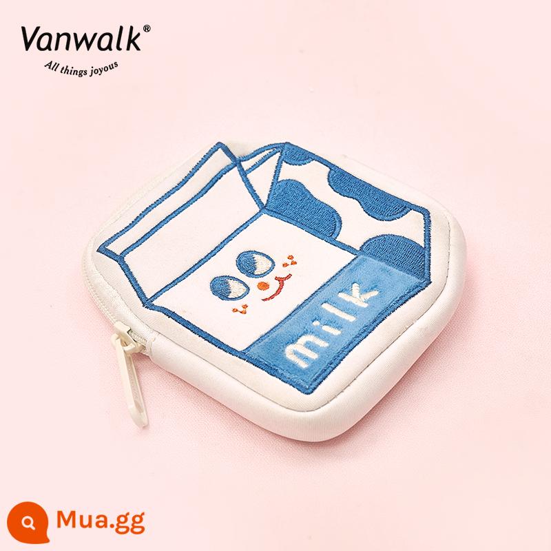 VANWALK sức sống bữa sáng nguyên bản mini hoạt hình ví sáng tạo cặp học sinh mặt dây chuyền dễ thương túi lưu trữ chìa khóa - ví đựng tiền xu hộp sữa