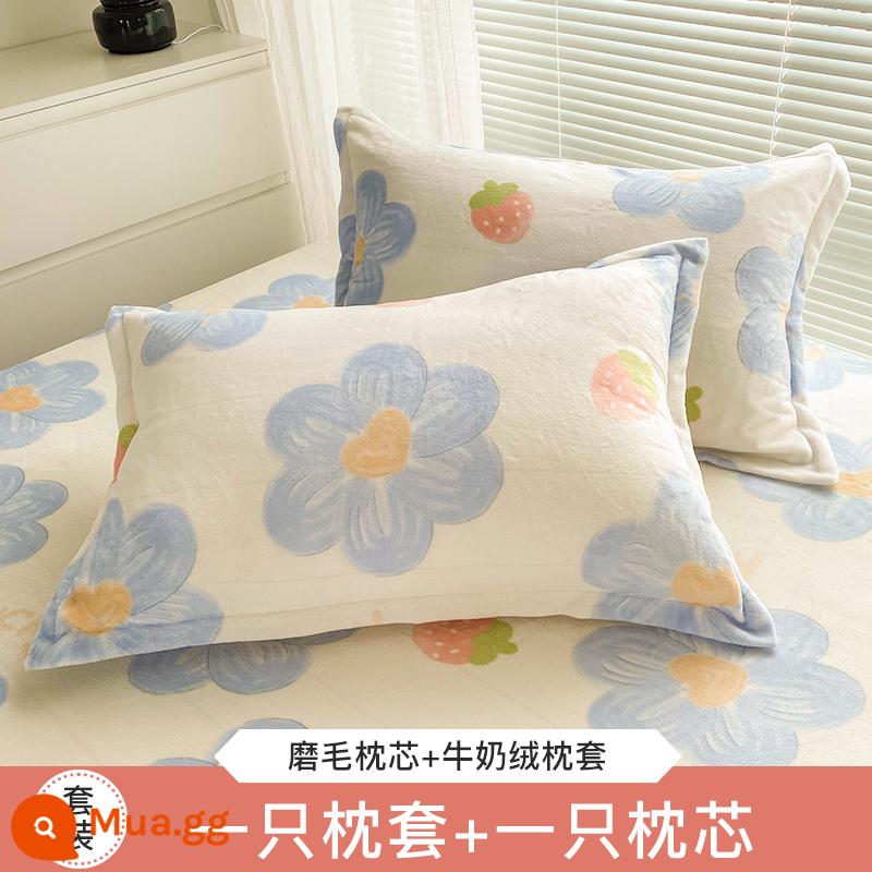 Gối ruột gối home có vỏ gối đốt sống cổ giúp ngủ ngon cả đầu nam cặp chụp 2 bộ đơn và đôi ký túc xá sinh viên - [Lõi gối đơn + Vỏ gối nhung sữa] ZTR Lucky Velvet