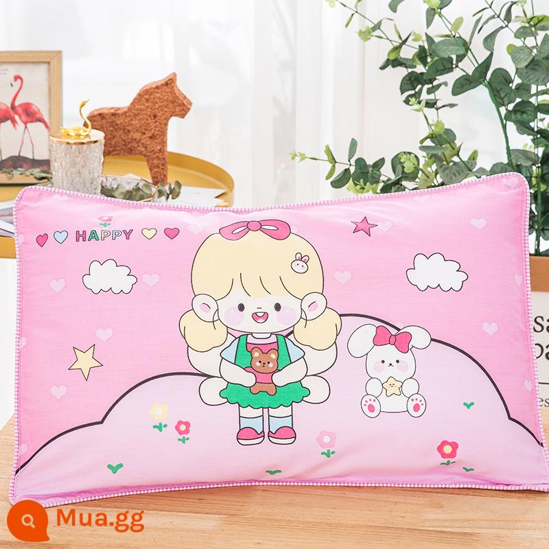 Cặp vỏ gối cotton trẻ em Vỏ gối cotton 30×50 gia dụng 1 vỏ gối đơn 40×60 - [Gói đơn] Cô gái ZThappy