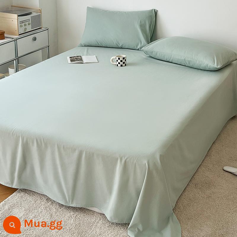 Dày cotton chải ga trải giường đơn mảnh 100 cotton đồng màu ký túc xá sinh viên đơn chăn đôi vỏ gối đơn bộ ba món - CDM Sea và Sky Blue EM [100% Cotton dày và chải kỹ]