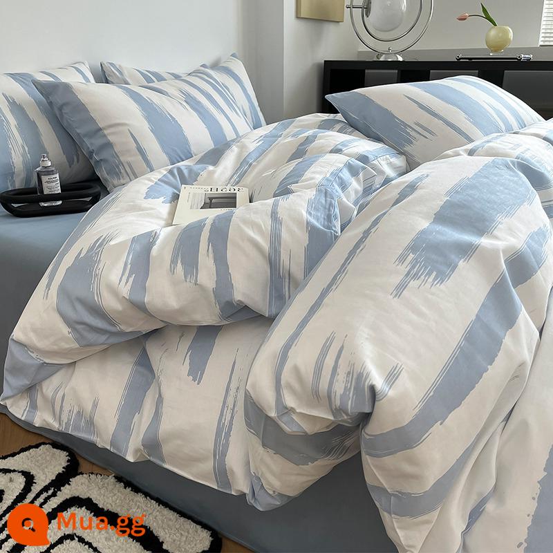 Ins Phong Cách Bắc Âu Giường Cotton Nguyên Chất Bộ 4 Bộ Cotton 100 Vỏ Chăn Ga Gối Chăn Ký Túc Xá Sinh Viên 3 Bộ Ga Giường - M đầy màu sắc