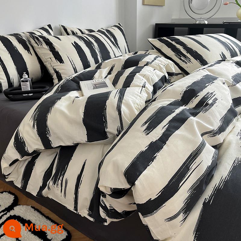 Ins Phong Cách Bắc Âu Giường Cotton Nguyên Chất Bộ 4 Bộ Cotton 100 Vỏ Chăn Ga Gối Chăn Ký Túc Xá Sinh Viên 3 Bộ Ga Giường - nếp gấp M