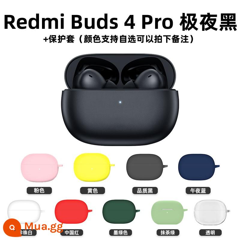 Tai nghe Bluetooth không dây chân thực Xiaomi Redmi Buds4Pro Công nghệ khử tiếng ồn chủ động Trò chơi nhét trong tai có độ trễ thấp - Redmi Buds4 Pro [Đen đêm + Vỏ tai nghe] ​​Giao hàng nhanh