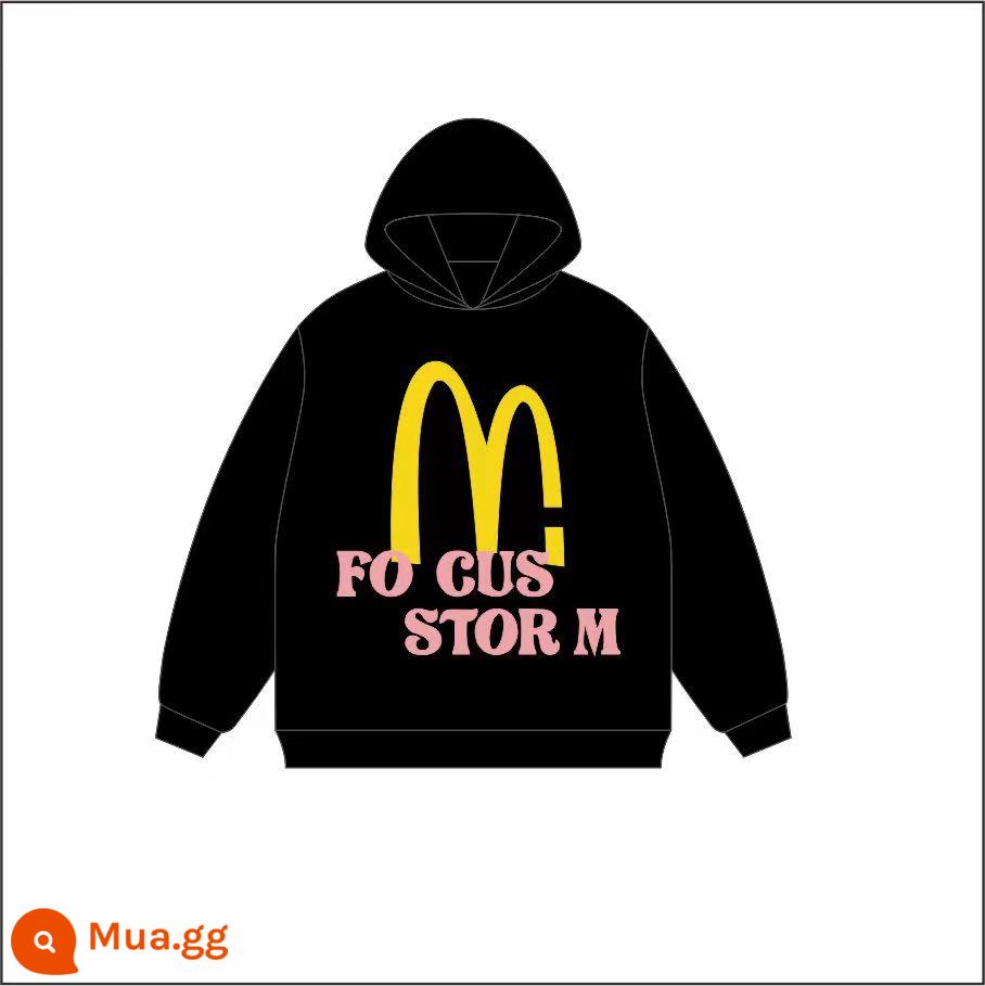 AAXIN Mỹ Retro In Chữ Có Mũ Cho Nữ Thu Đông Hợp Thời Trang Dạo Phố Cao Cấp Cặp Đôi Rời Top Áo hoodie - đen