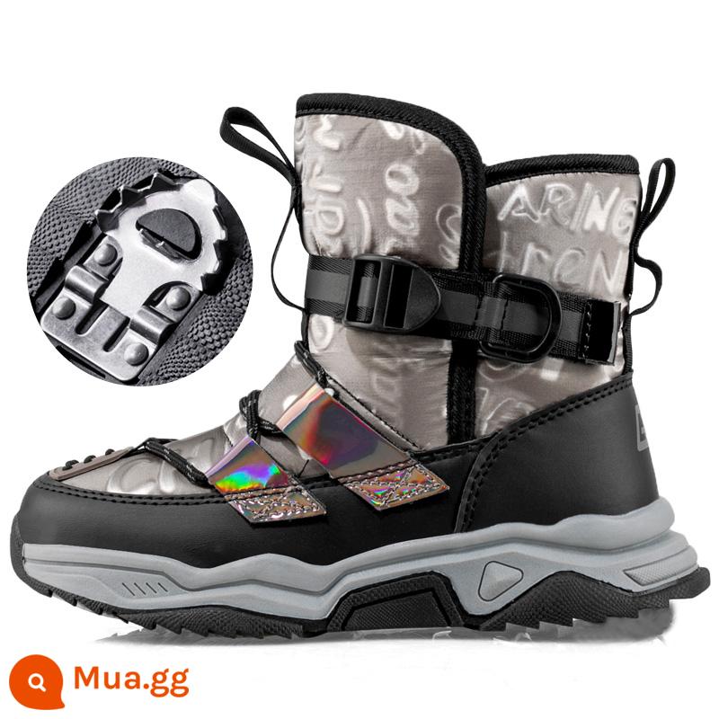 [Công bằng dày của trẻ em] Boots Snow Boots Anti -skid Waterproo - A30 đen xám một size quá nhỏ