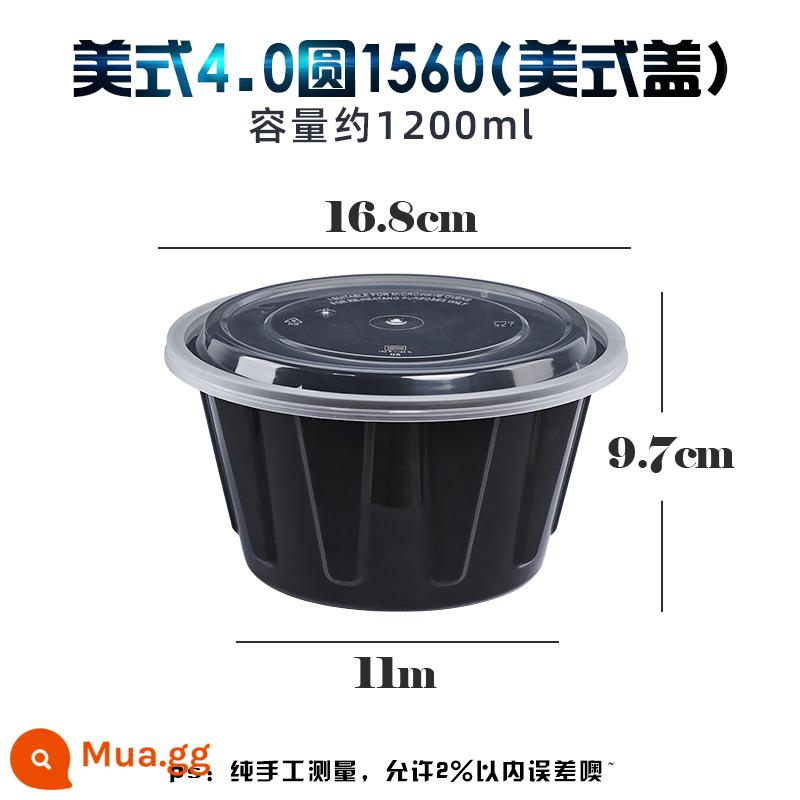 Uống Dragon 900ML Hộp cơm dùng một lần của Mỹ Giao hàng tận nơi Hộp đựng thức ăn nhanh Hộp nhựa tròn dày Hộp cơm có nắp đậy - Mỹ tròn 1560 đen [nâng cấp lên thế hệ thứ 4] 150 bộ