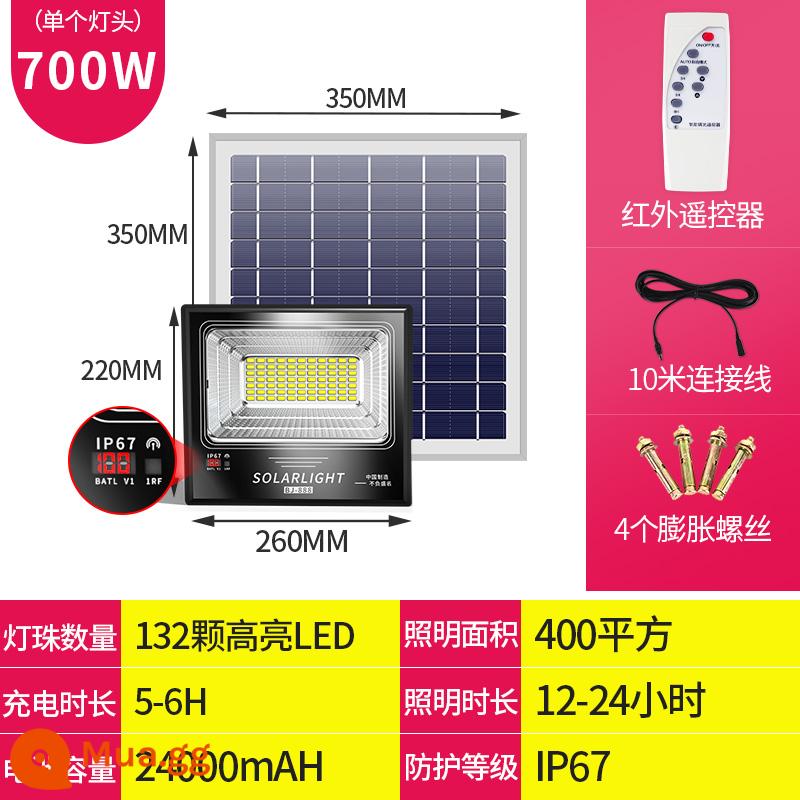 Chống Thấm Nước Đèn Sân Vườn 100W Họ Chiếu Sáng Siêu Sáng Ánh Sáng Ngoài Trời Đèn Đường Bảng Volt Đèn Năng Lượng Mặt Trời Hộ Gia Đình Phát Điện đèn - P25-Luxury ★ Ánh sáng mạnh 700H-W [Màn hình nguồn kỹ thuật số, điều khiển từ xa + 10 mét màu tím]