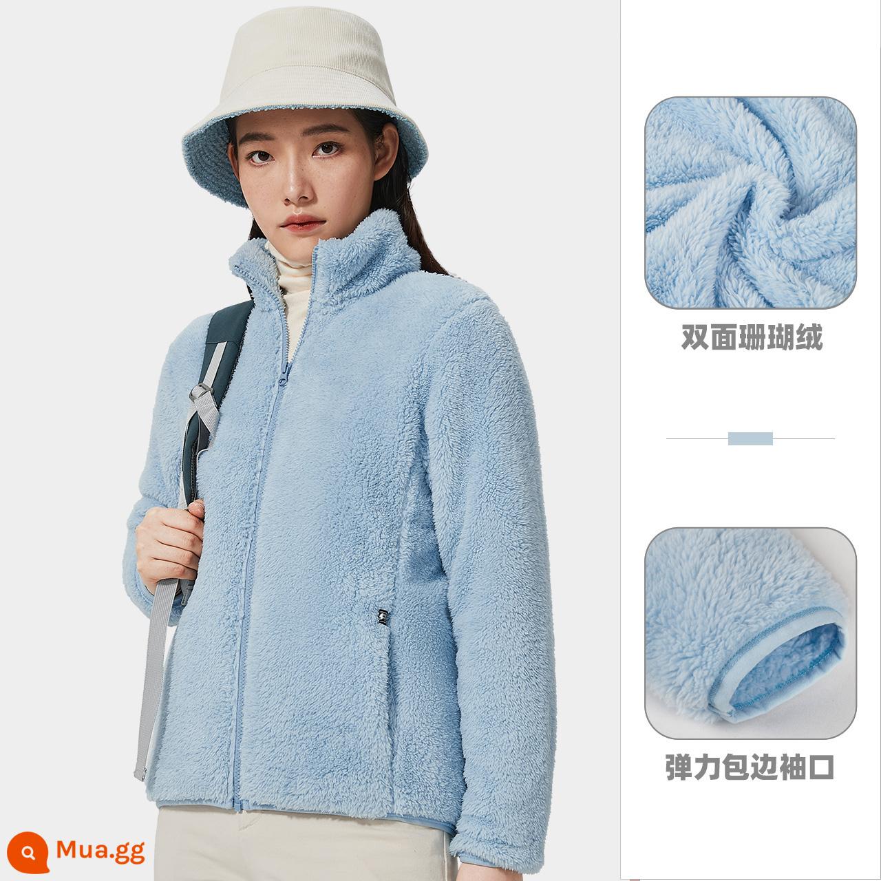 Camel Camel Outdoor Velvet Girl 2022 Mùa thu và mùa đông dày nhung Áo khoác áo khoác áo khoác Velvet áo khoác Velvet - A0W145175H, màu xanh thiên thần