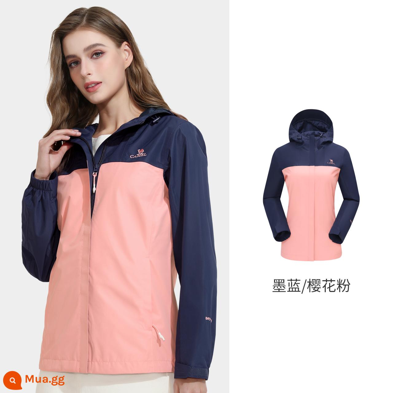 Camel Hard -shell Jacket nam và nữ - AD12252001, xanh đậm/hồng hoa anh đào, nữ