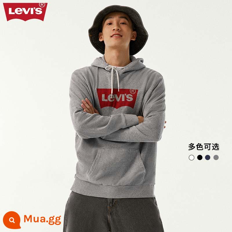 Levi'sLevi's Nam Hoodie Oversize Rớt Vai Cặp Đôi Đầm LOGO Cổ Điển Hàng Đầu Mùa Xuân Và Mùa Thu - 0008 mũ trùm đầu màu xám