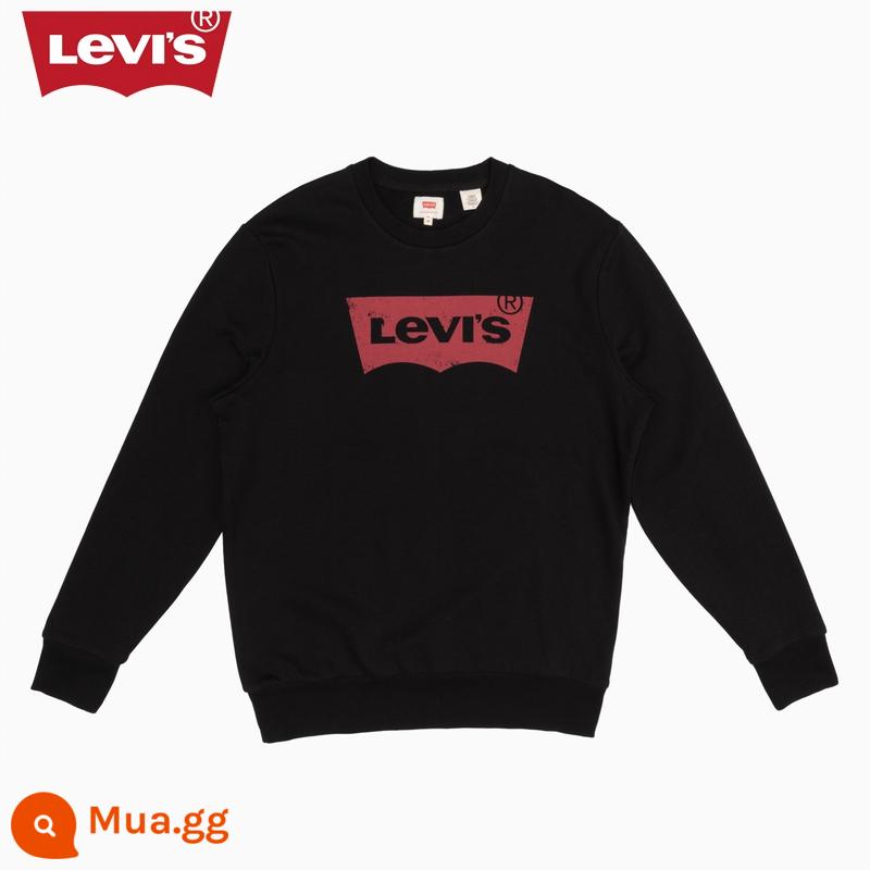 Levi'sLevi's Nam Hoodie Oversize Rớt Vai Cặp Đôi Đầm LOGO Cổ Điển Hàng Đầu Mùa Xuân Và Mùa Thu - Cổ tròn màu đen