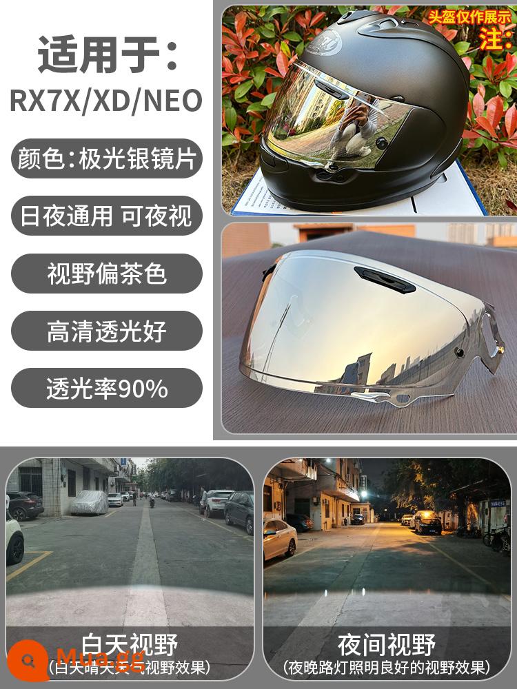 Arairx7x Ống Kính NEO/XD/GX Ngày và Đêm Gương Đa Năng Mạ Điện Symphony Đổi Màu Nhãn Dán Chống Sương Mù Cho Xe Máy Nhà Máy Phụ - Ống kính Aurora Silver RX7X/XD/NE0 - Sử dụng cả ngày lẫn đêm, Bộ vệ sinh ống kính miễn phí