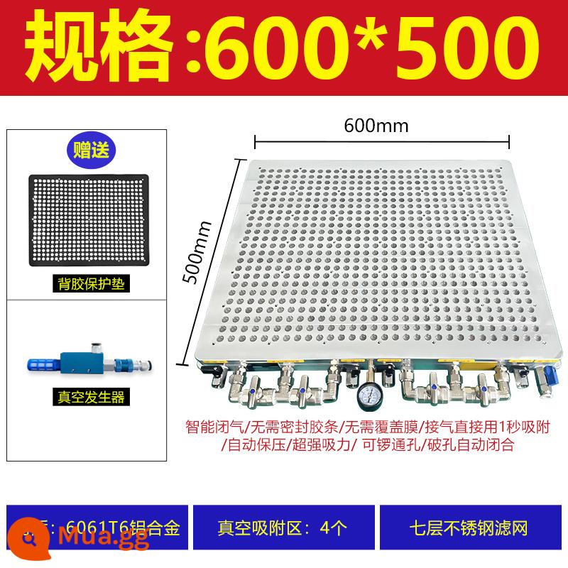 CNC công nghiệp máy hút bụi Poly -porous CNC mà không niêm phong thanh cao su PVC Tấm nhôm bằng thép không gỉ Máy phay bằng thép không gỉ - Model nâng cấp mới 600X500 (bao gồm bộ lọc bằng thép không gỉ, tấm bảo vệ, máy tạo chân không)