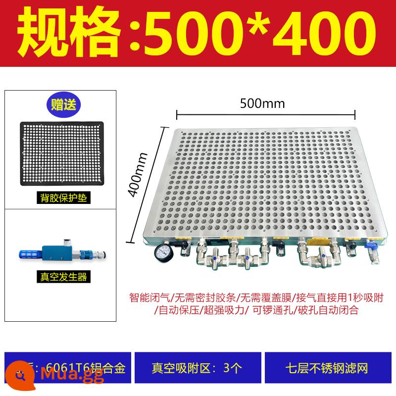 CNC công nghiệp máy hút bụi Poly -porous CNC mà không niêm phong thanh cao su PVC Tấm nhôm bằng thép không gỉ Máy phay bằng thép không gỉ - Model nâng cấp mới 500X400 (bao gồm bộ lọc bằng thép không gỉ, tấm bảo vệ, máy tạo chân không)